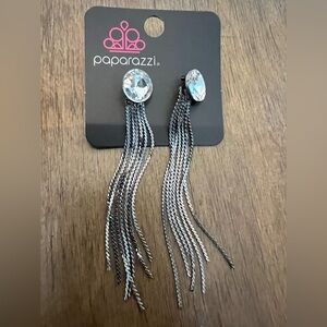 Paparazzi Silver Tone Crystal Tassel Drop Earrings NWT